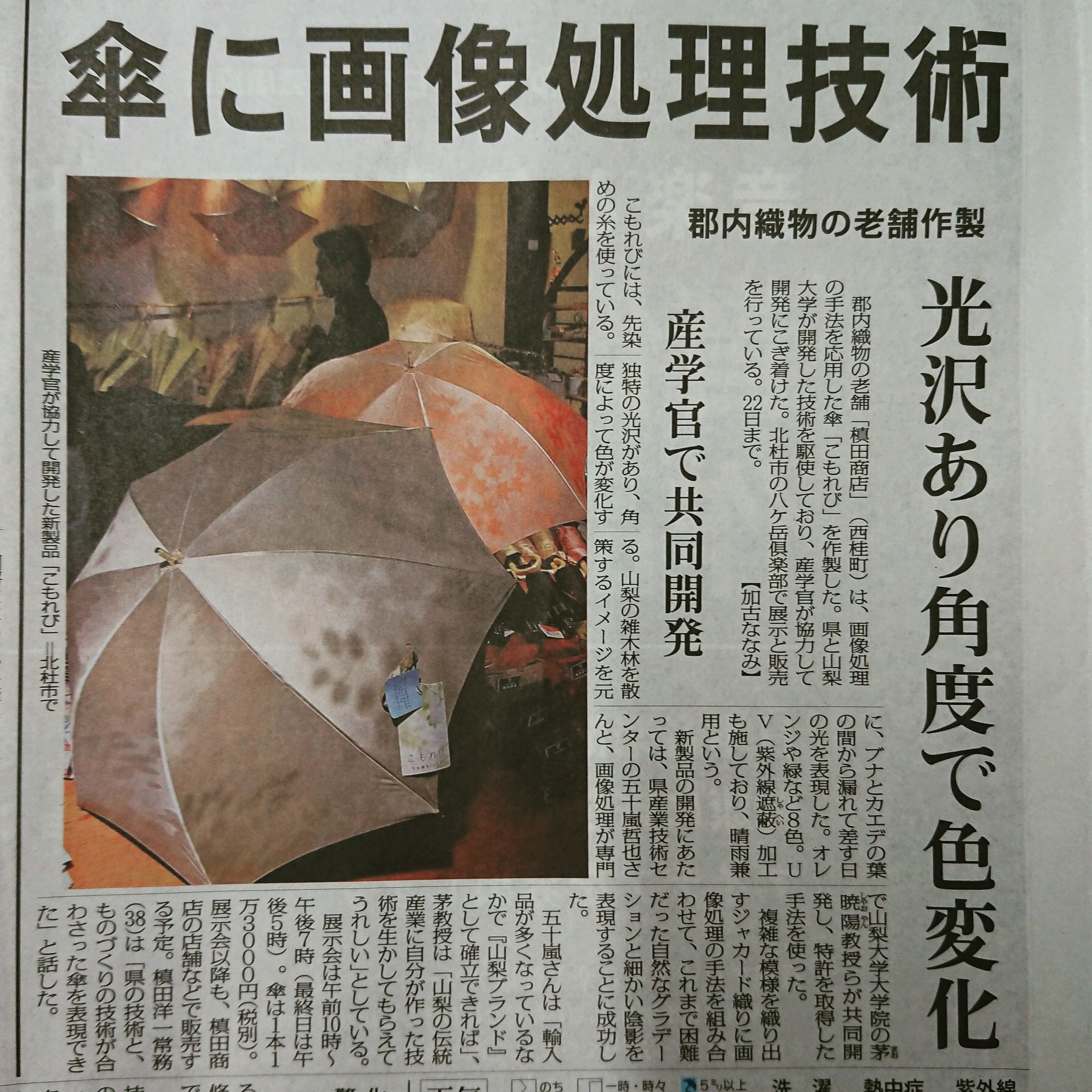 毎日新聞に「こもれび」が掲載されました