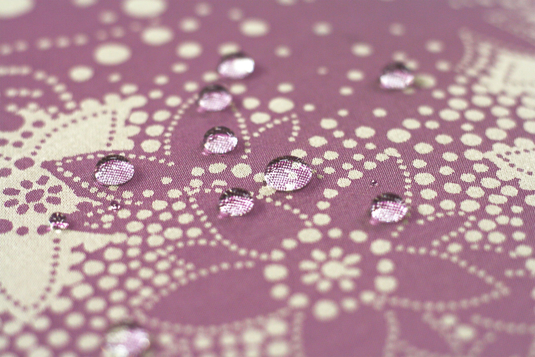 傘生地が水を弾く様子