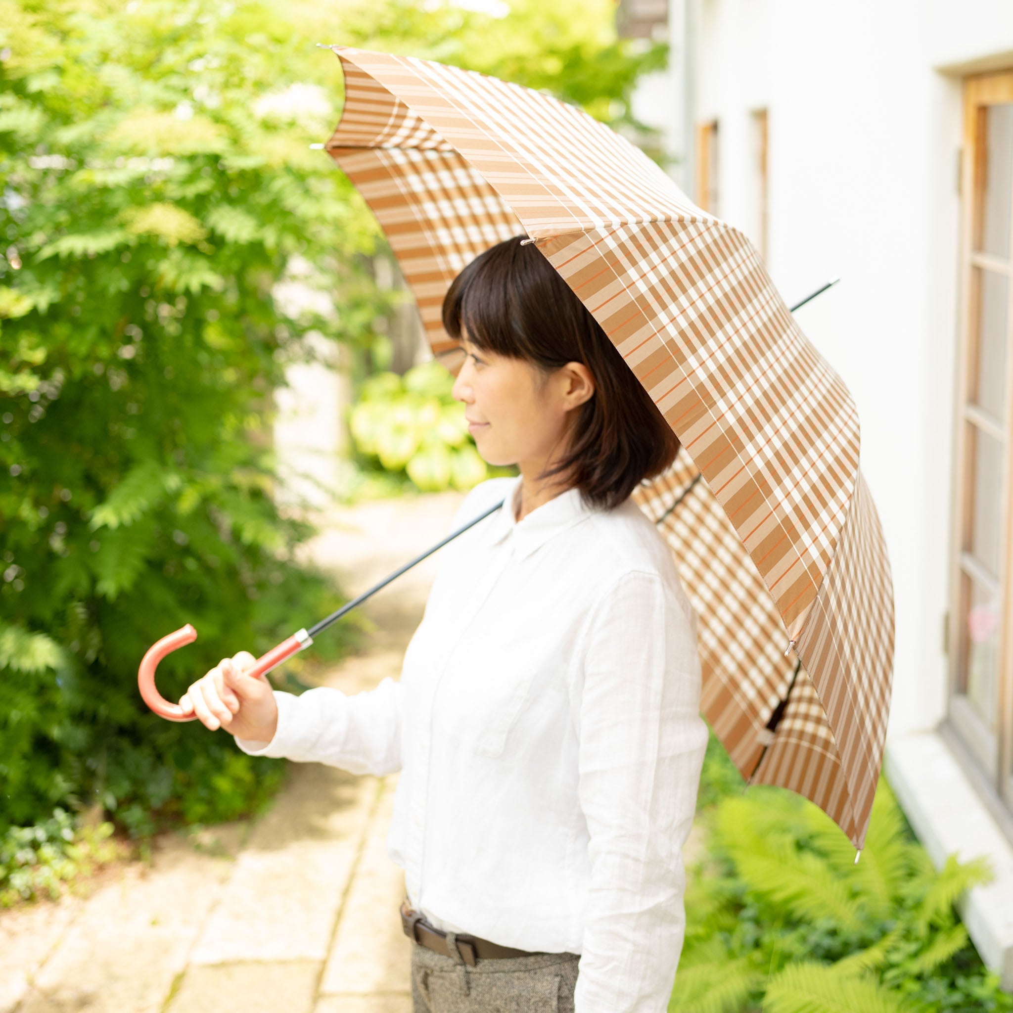 レディース雨傘 レトロチェック サイズイメージ