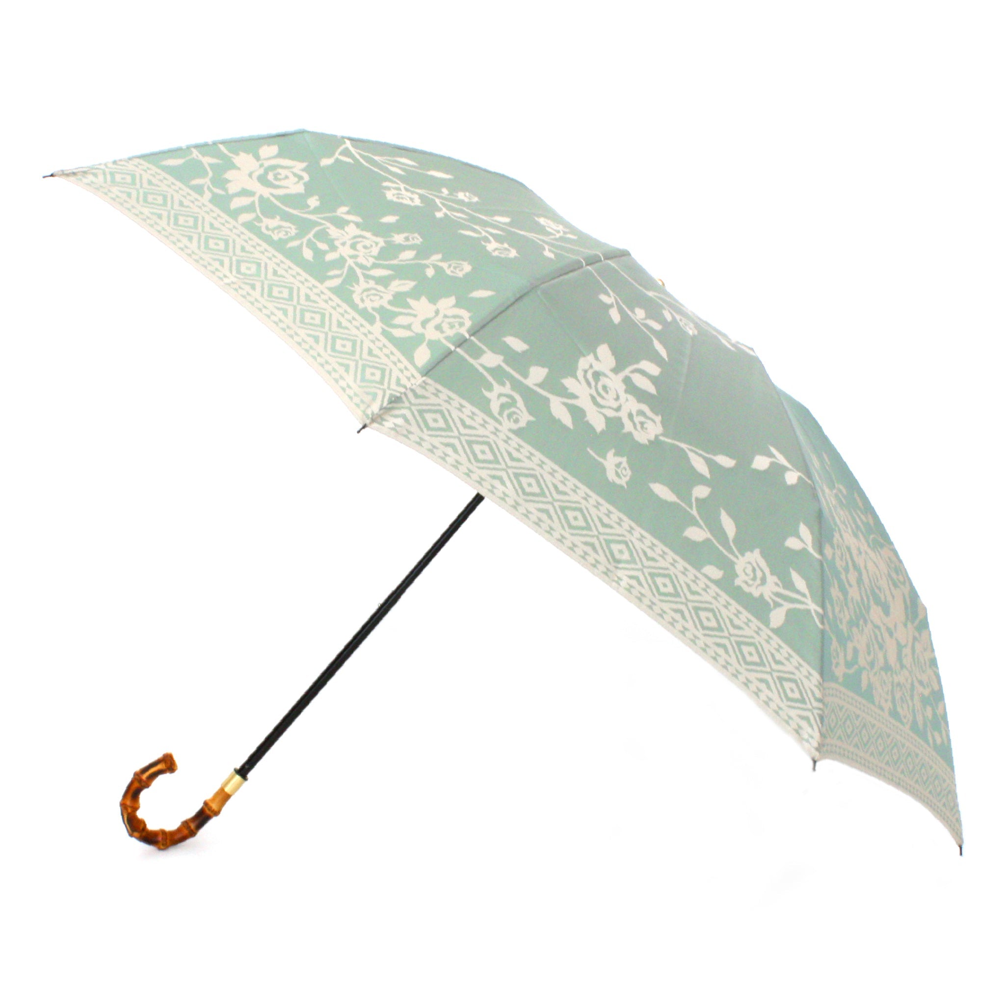 晴雨兼用 レディース kirie バラ セイジグリーン 折りたたみ傘