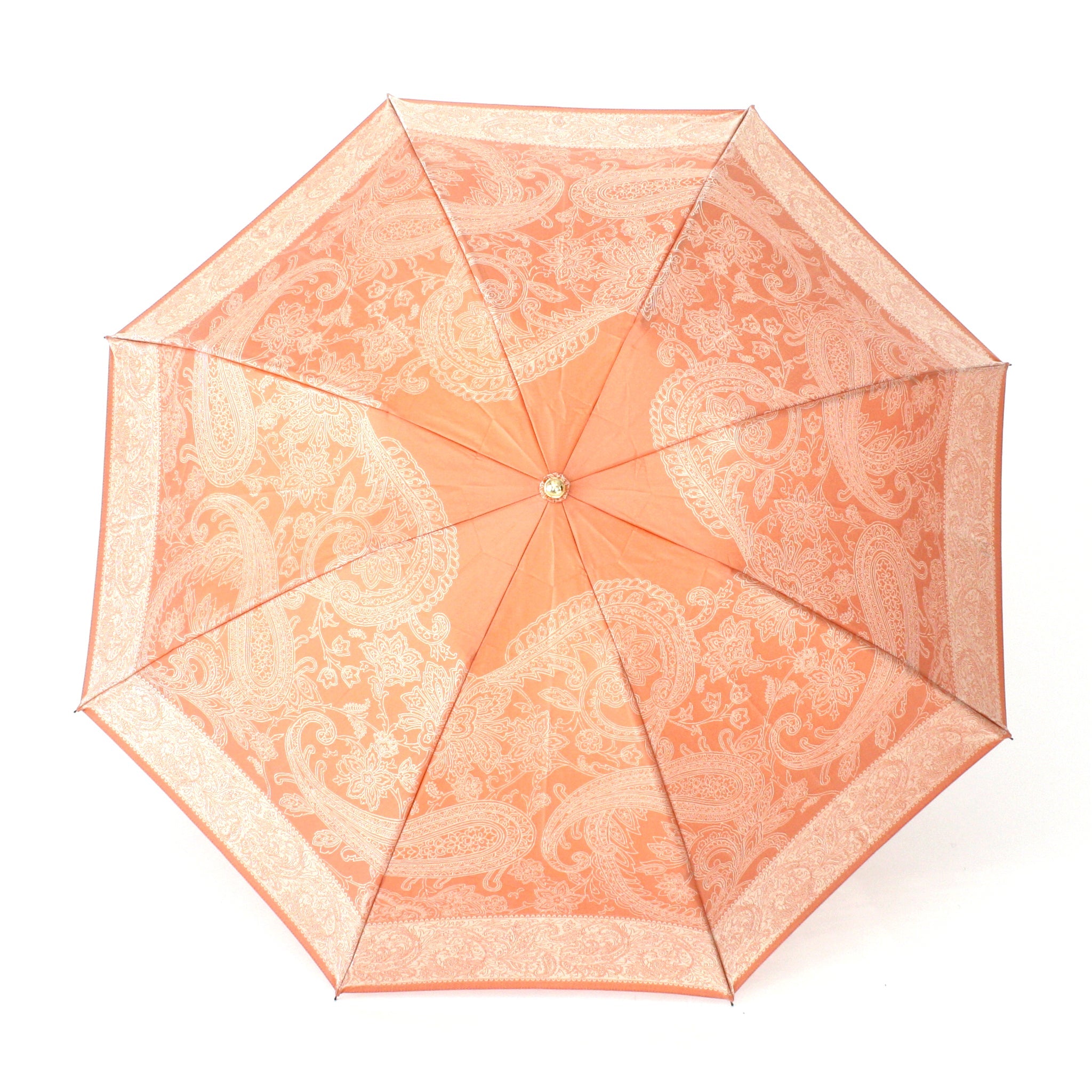 晴雨兼用 レディース kirie ペイズリー ビンテージアプリコット 折りたたみ傘