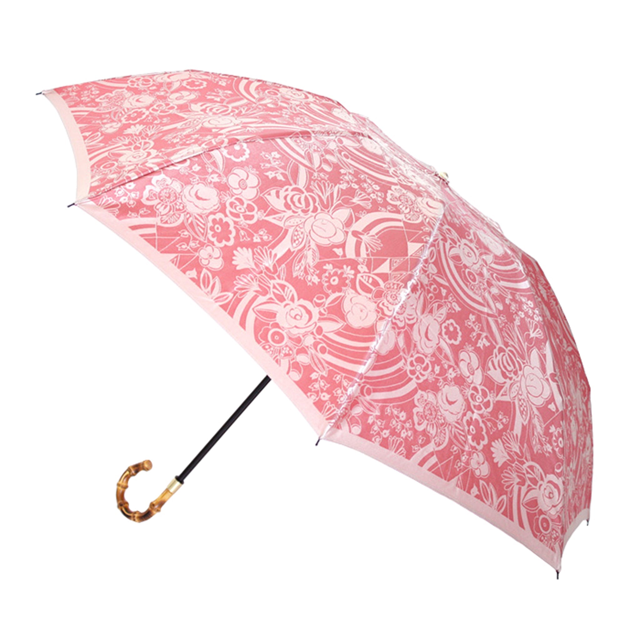 晴雨兼用 レディース kirie 更紗 ルージュ 折りたたみ傘