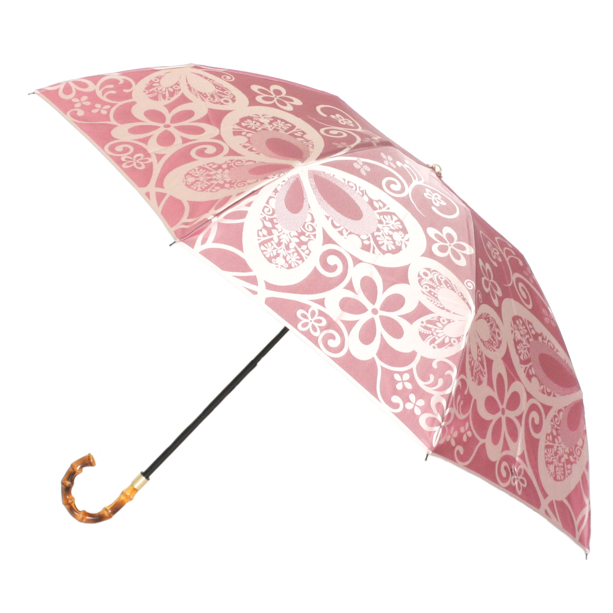 晴雨兼用 レディース kirie 蝶々 ワインレッド 折りたたみ傘