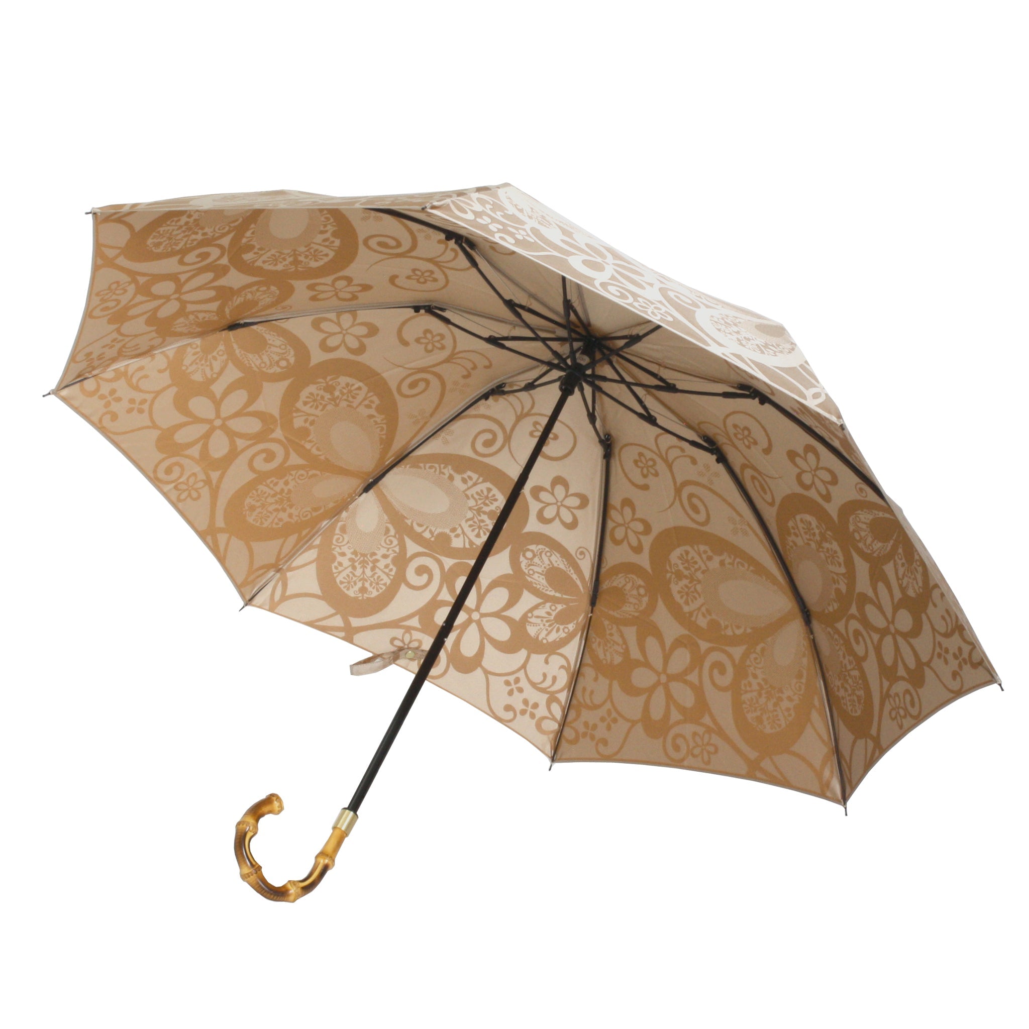 晴雨兼用 レディース kirie 蝶々 ハニーマスタード 折りたたみ傘