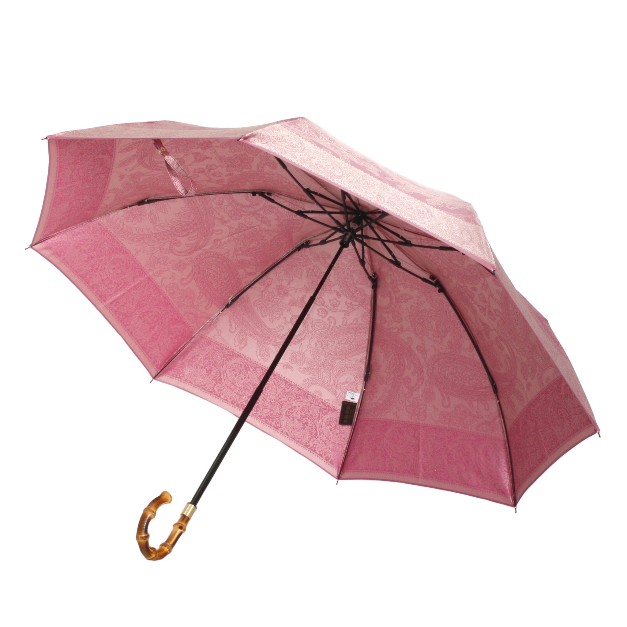 晴雨兼用 レディース kirie ペイズリー ピオニーピンク 折りたたみ傘