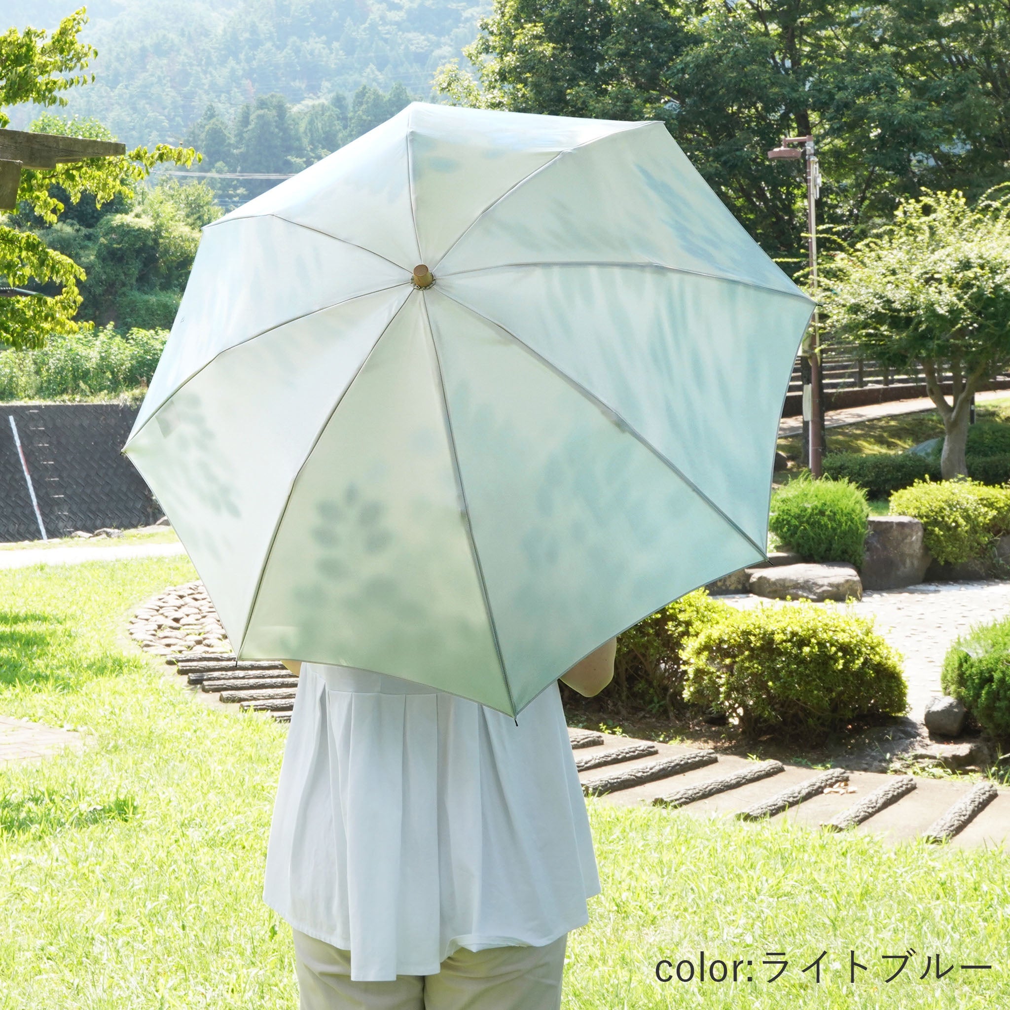 晴雨兼用折りたたみ傘 レディース こもれび ブナ ライトグリーン