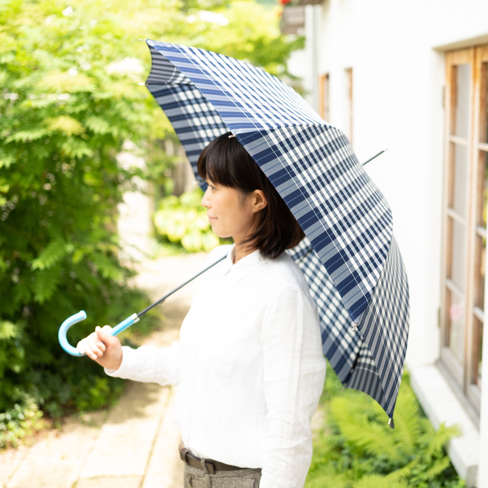 レディース雨傘 レトロチェック サイズイメージ