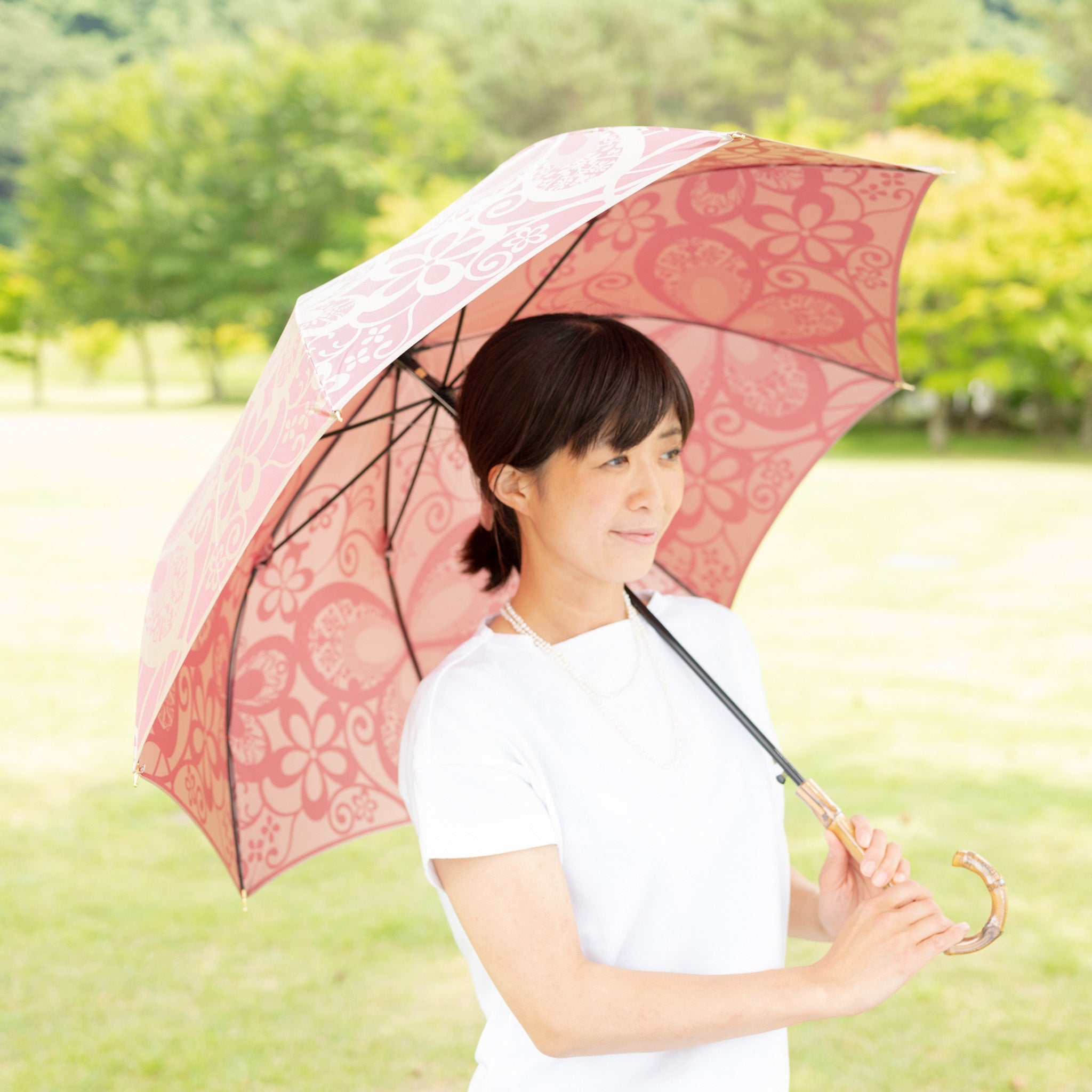 晴雨兼用 レディース kirie 蝶々 ワインレッド 長傘