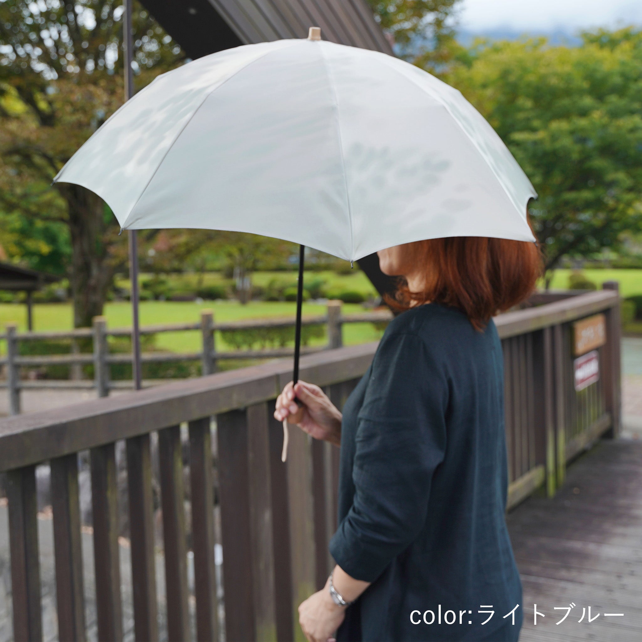 晴雨兼用折りたたみ傘 レディース こもれび ブナ ライトグリーン