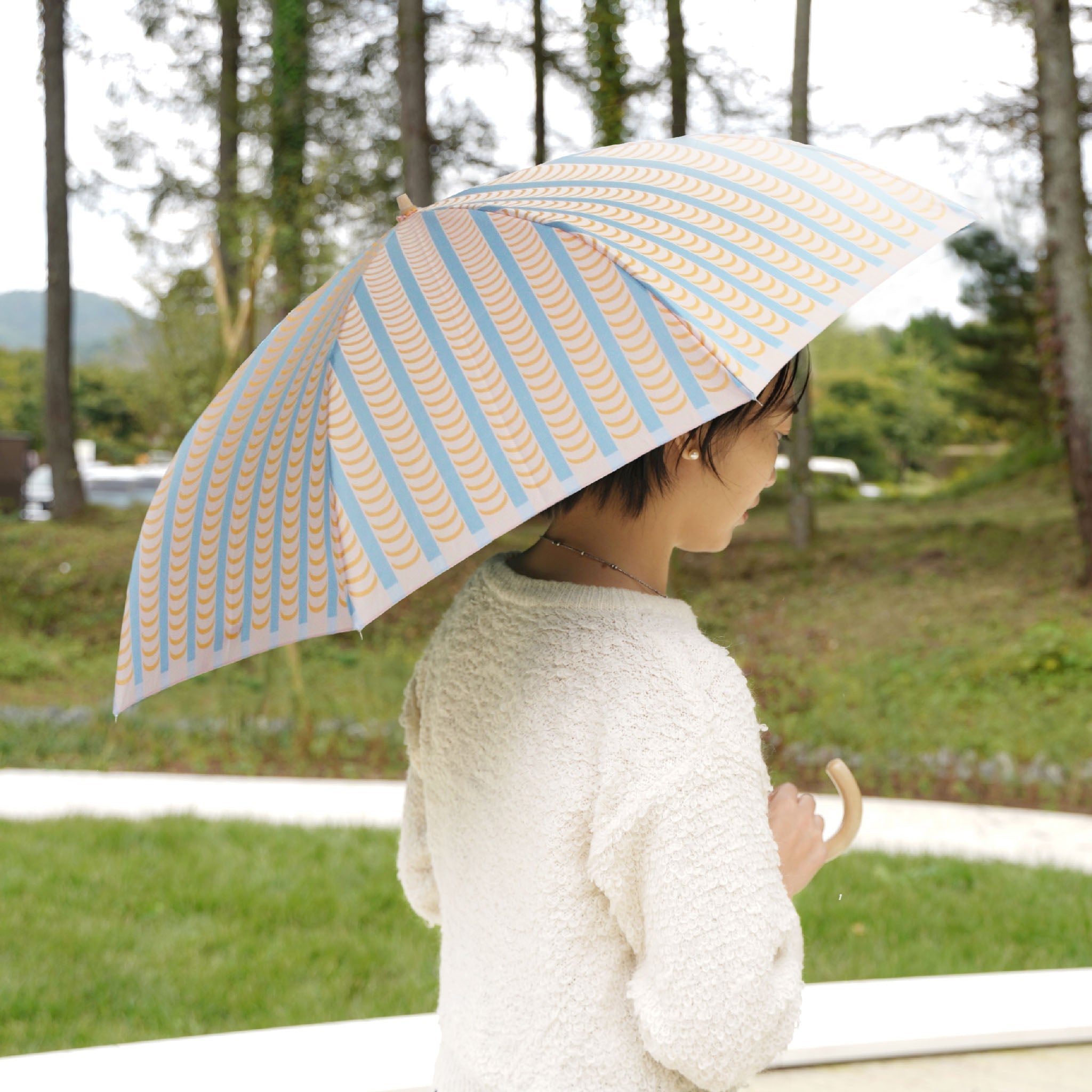 晴雨兼用 レディース Stig L. DRAPES オレンジ 折りたたみ傘