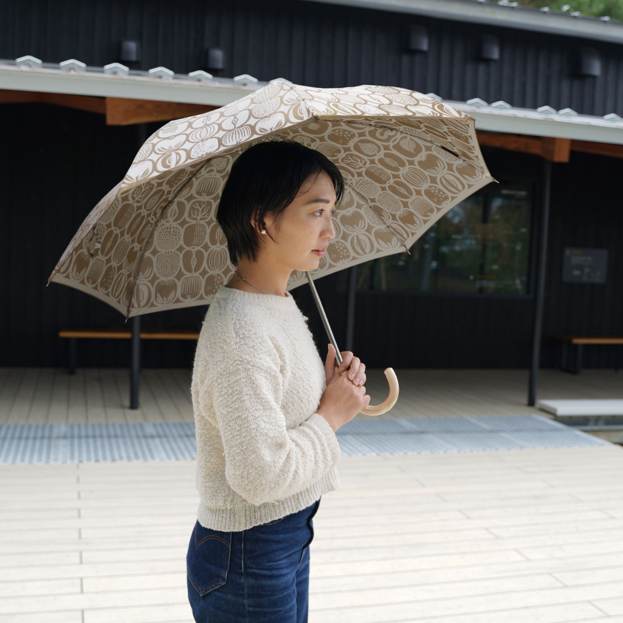 晴雨兼用 レディース Stig L. FURUKTLADA ゴールド 折りたたみ傘