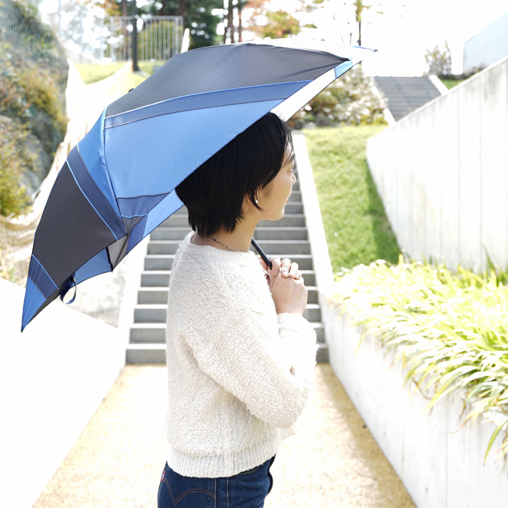 晴雨兼用 レディース メンズ repel. Portable umbrella Blue 折りたたみ傘