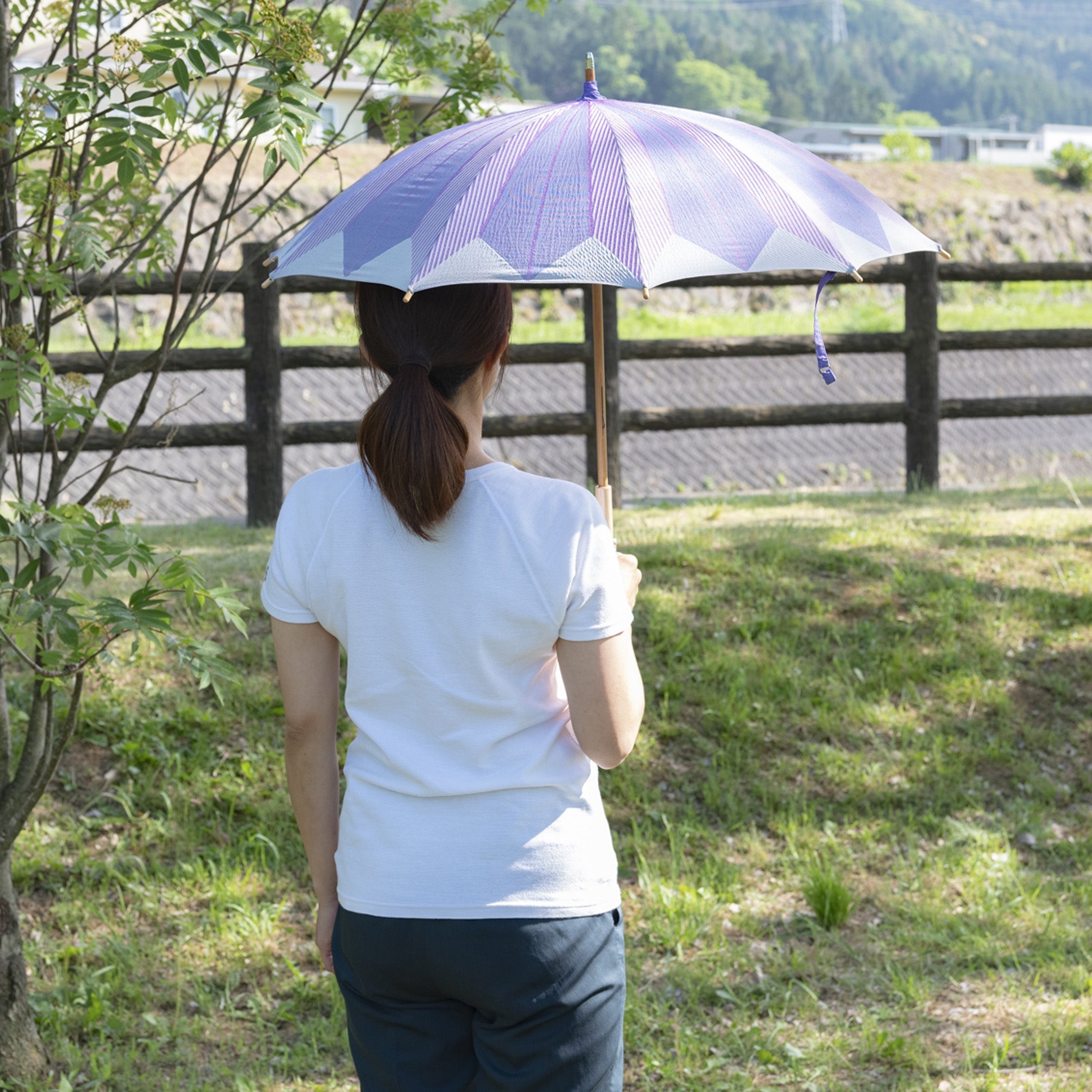 日傘 レディース 菜sai 紫おくら ショート傘 サイズイメージ