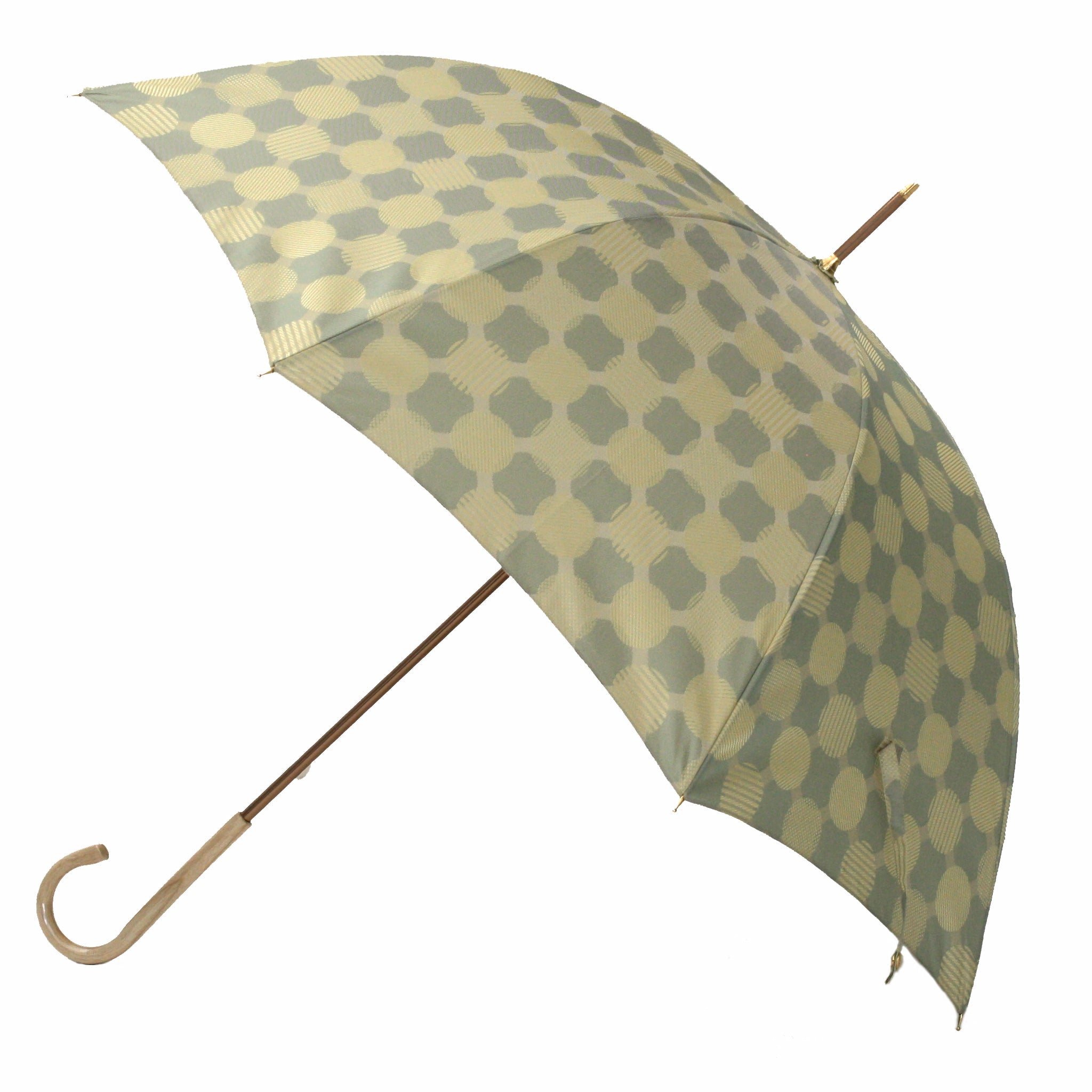 晴雨兼用　レディース　ノルディック　ドットコラージュ　グリーン　長傘