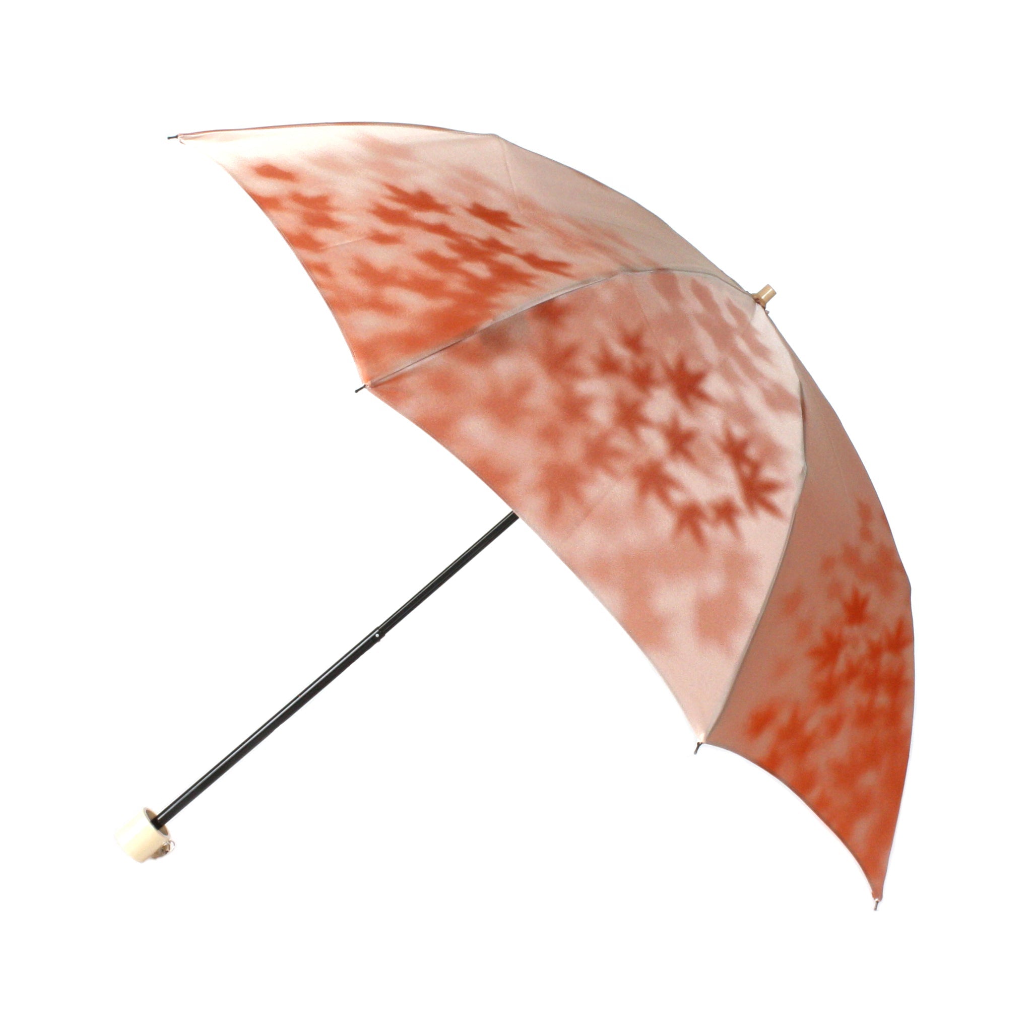 晴雨兼用　レディース　こもれび　カエデ　オレンジ　折りたたみ傘