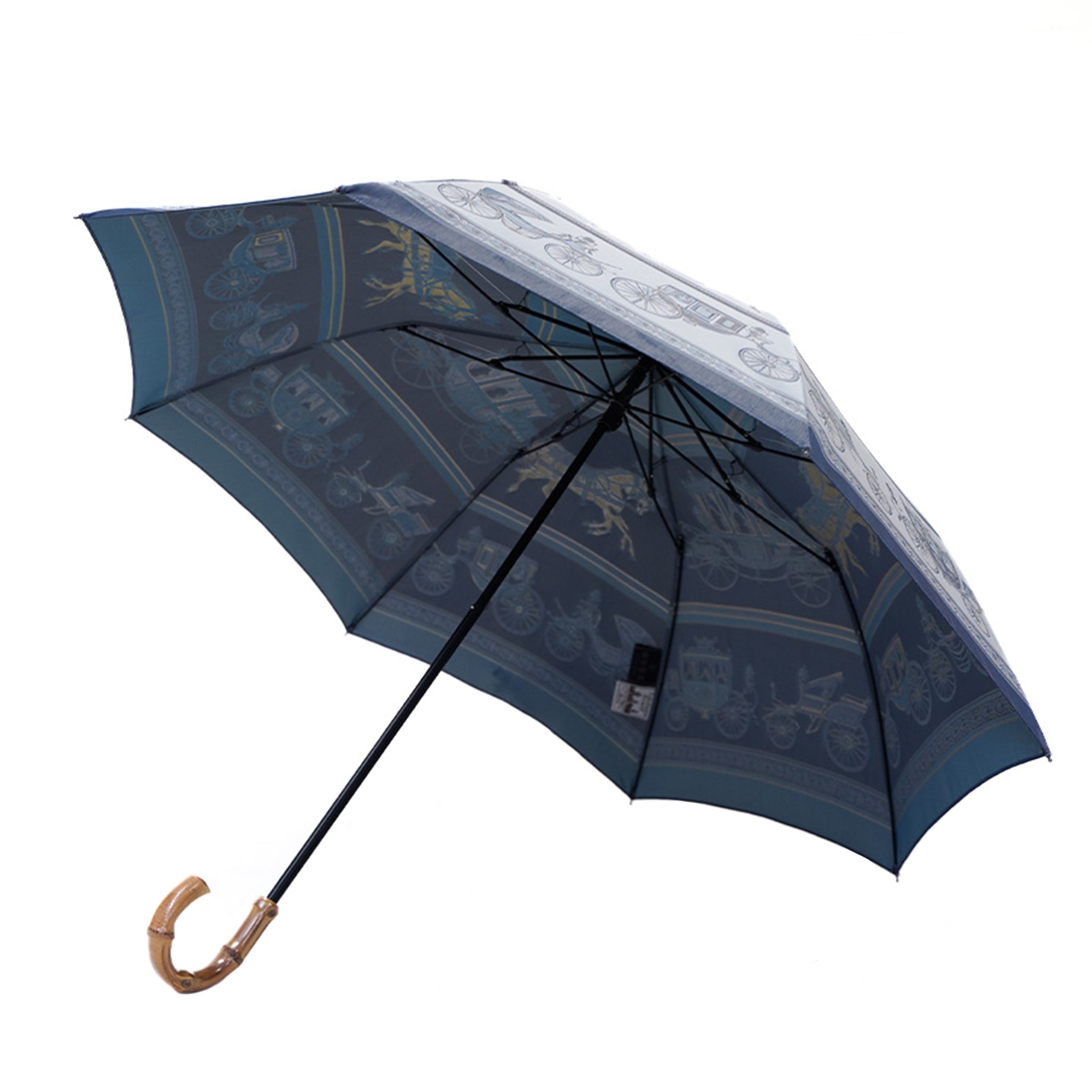 Umbrella of Yokohama　折りたたみ傘（馬車行列）ブルー