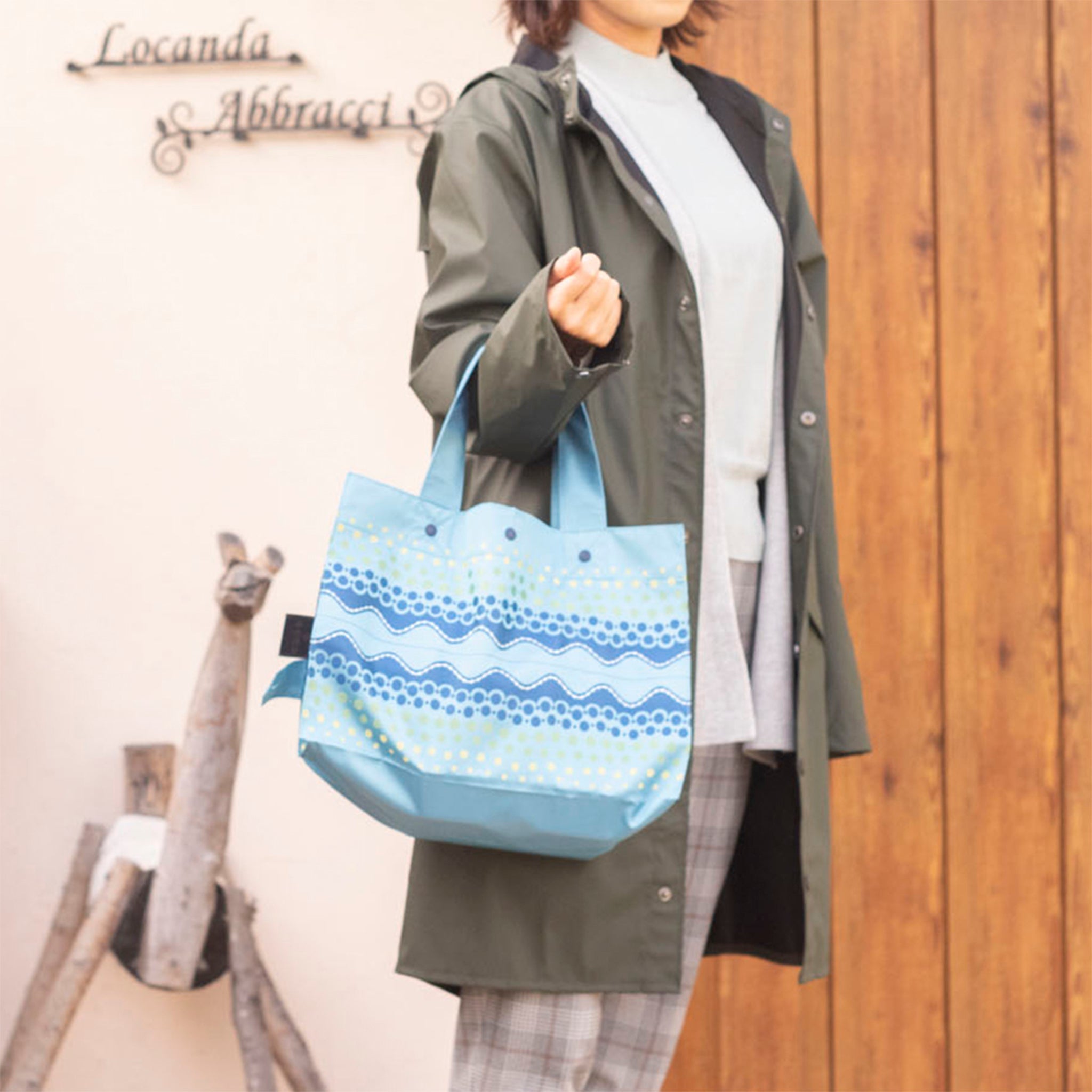 Lunch Tote　水玉ウェイブ　水色