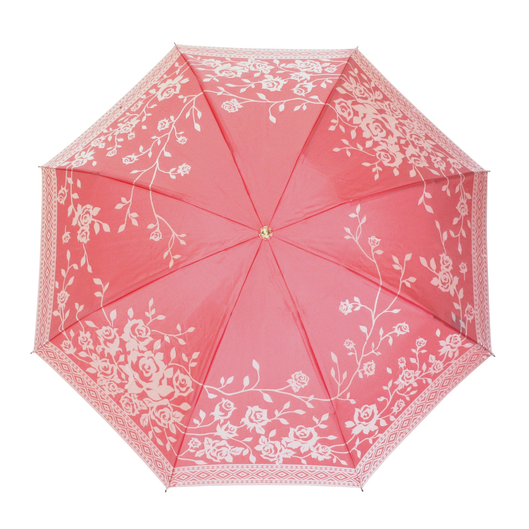 晴雨兼用　レディース　kirie　バラ　フレンチレッド　折りたたみ傘