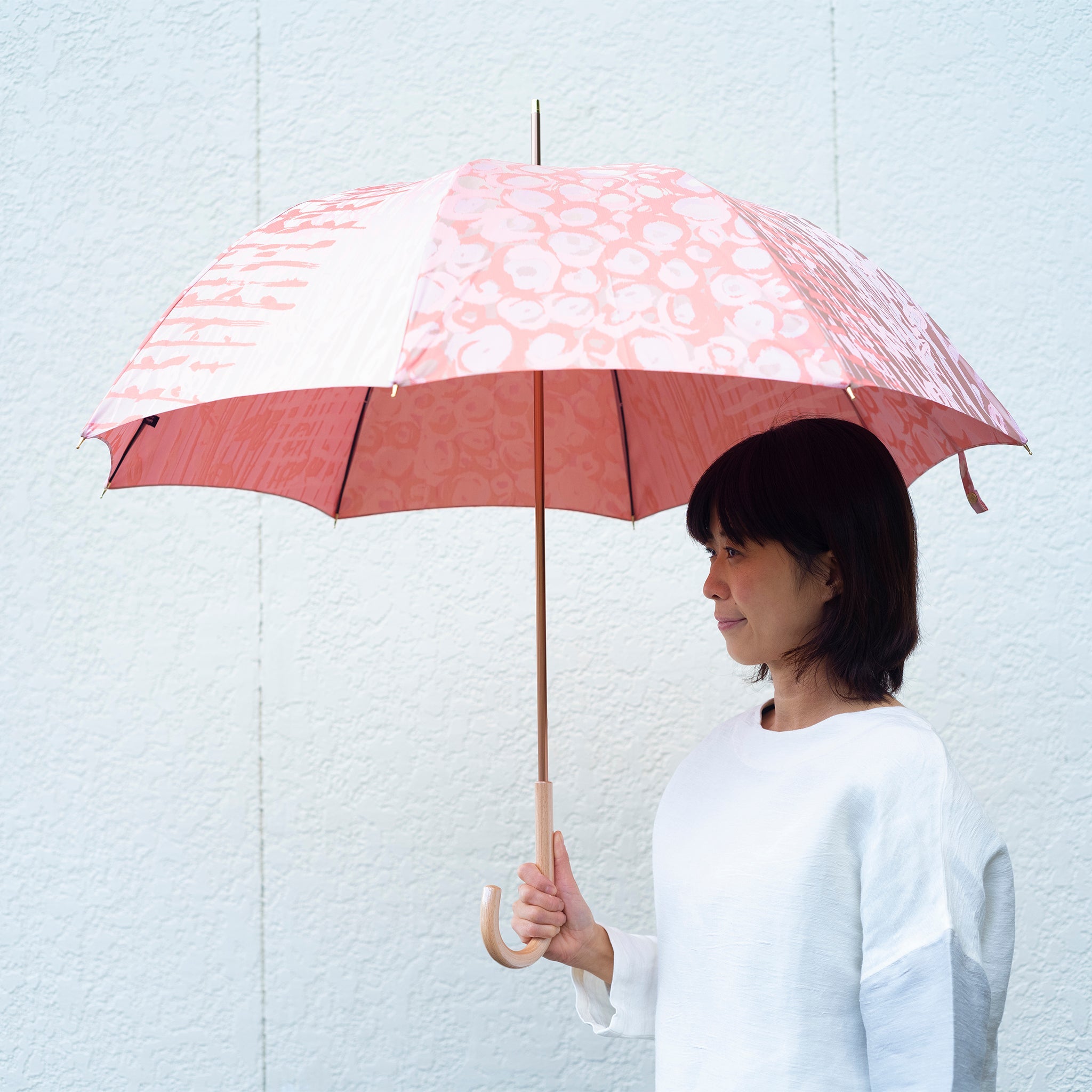 晴雨兼用　レディース　Aneqdot　ローズ　サーモンピンク　長傘