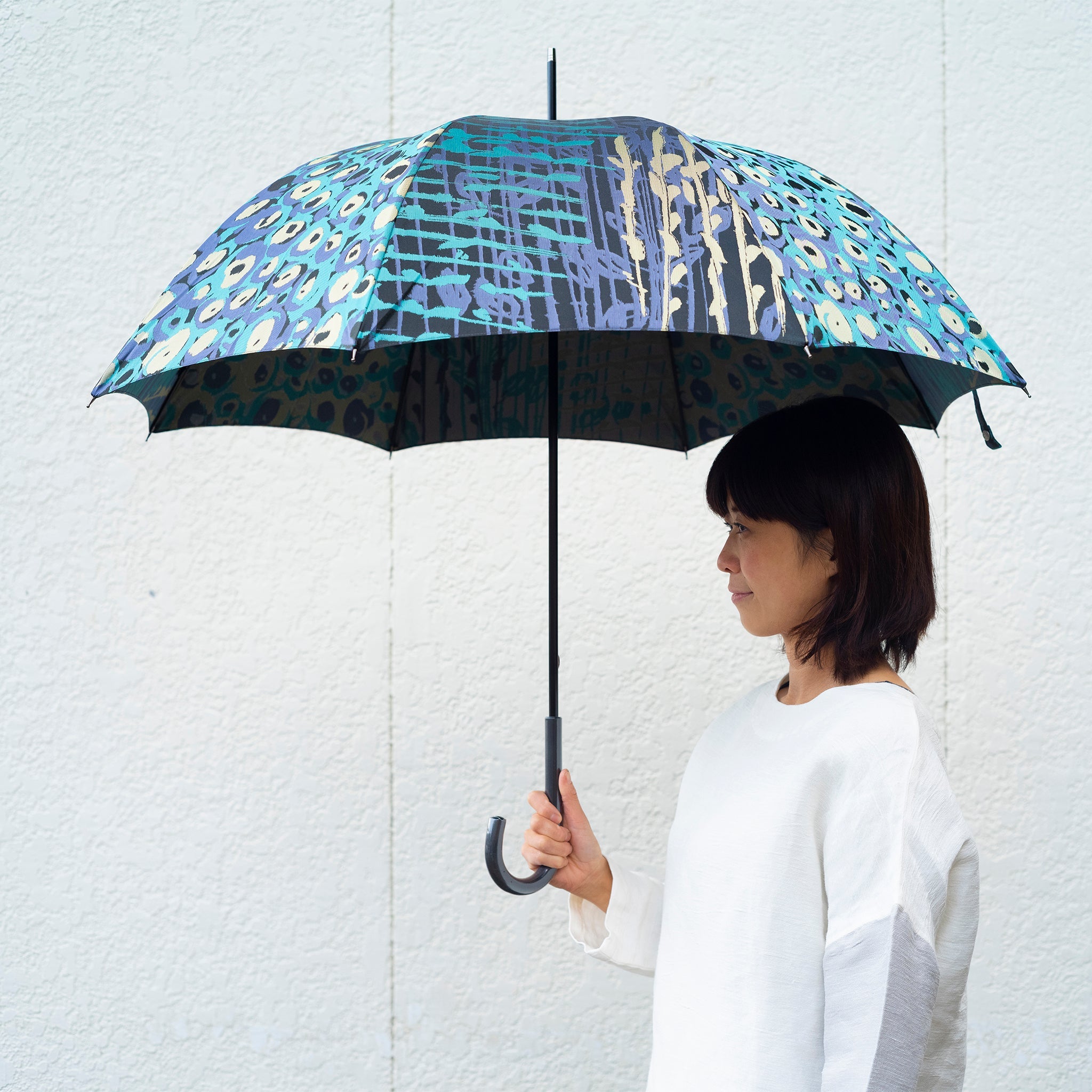 晴雨兼用　レディース　Aneqdot　ローズ　ブラック　長傘