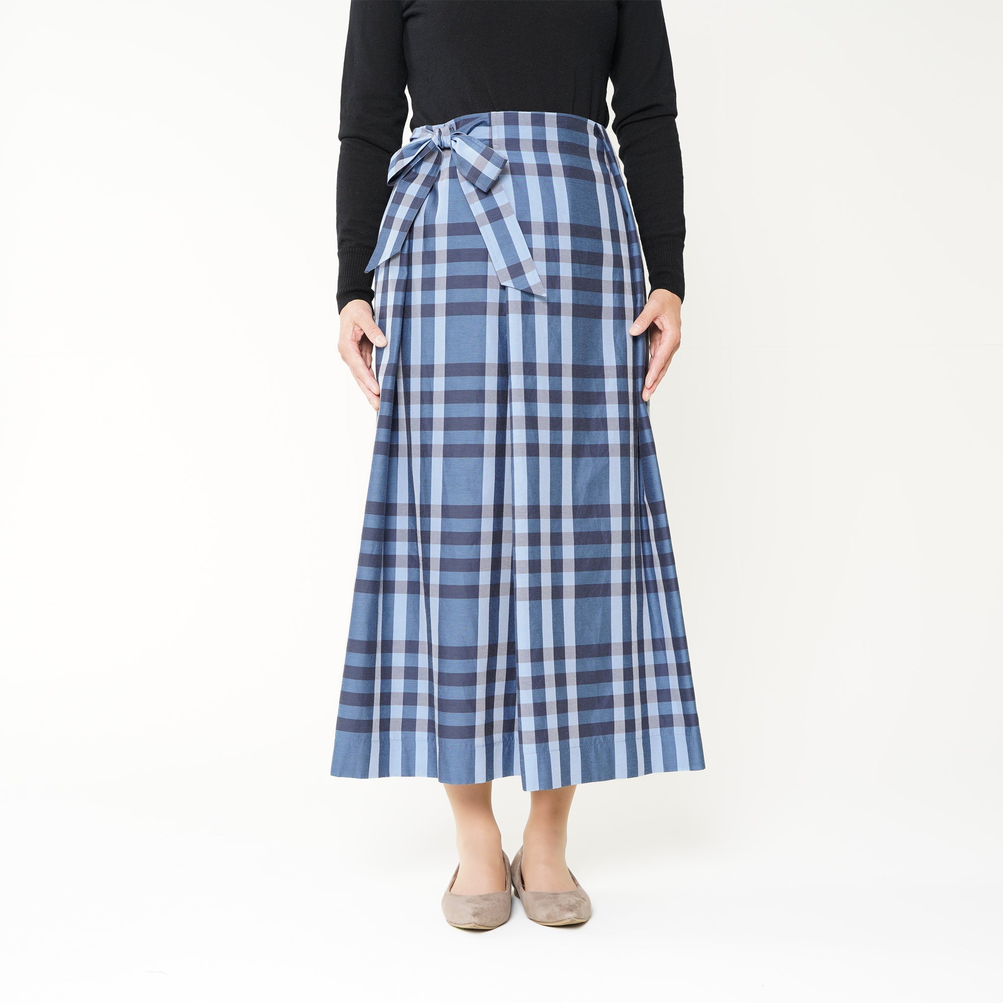 clotho ロング巻きスカート　ブルー