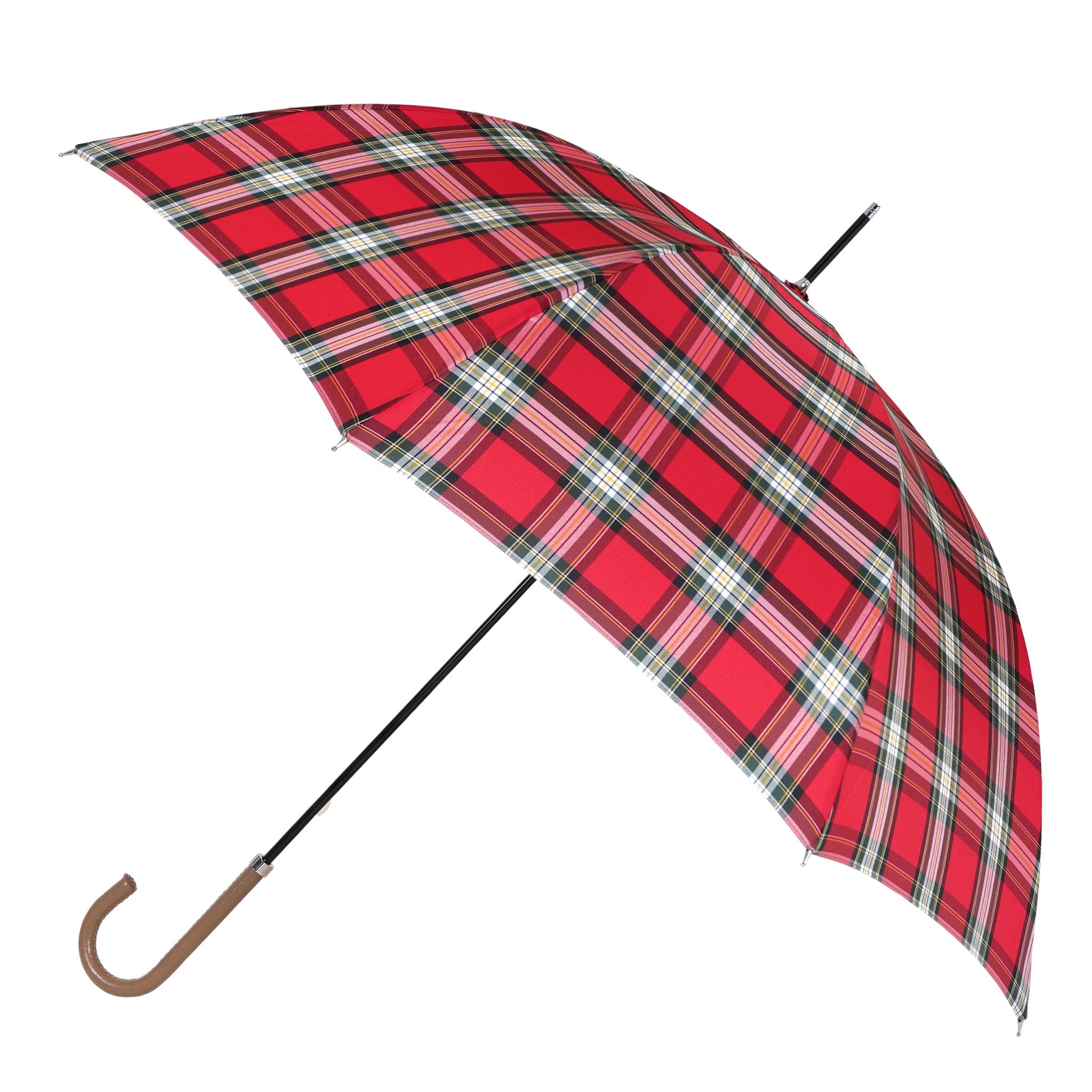 晴雨兼用　レディース　レトロチェック　タータンチェック②　レッド　長傘
