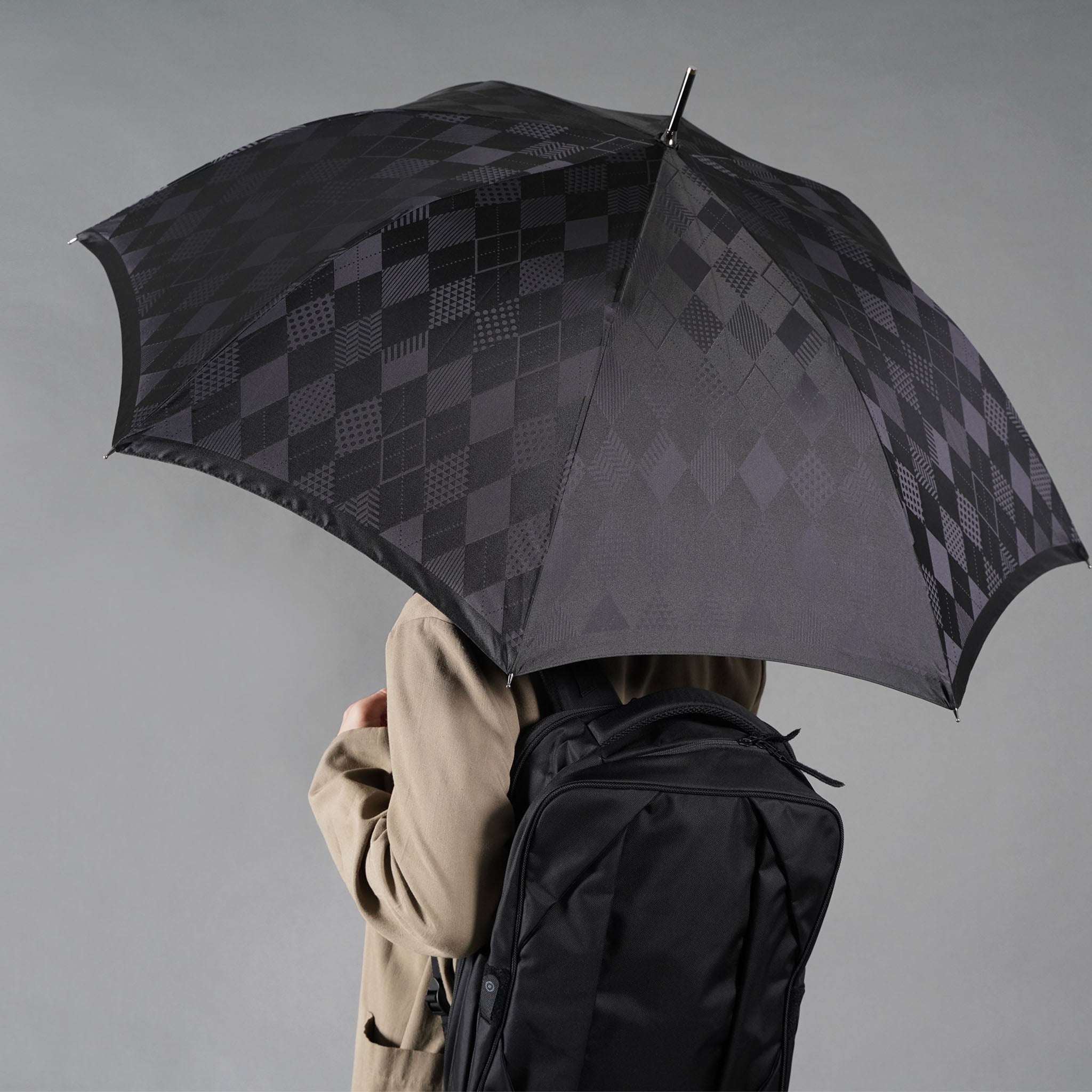 晴雨兼用　メンズ　monotone　アーガイル　長傘　サイズイメージ