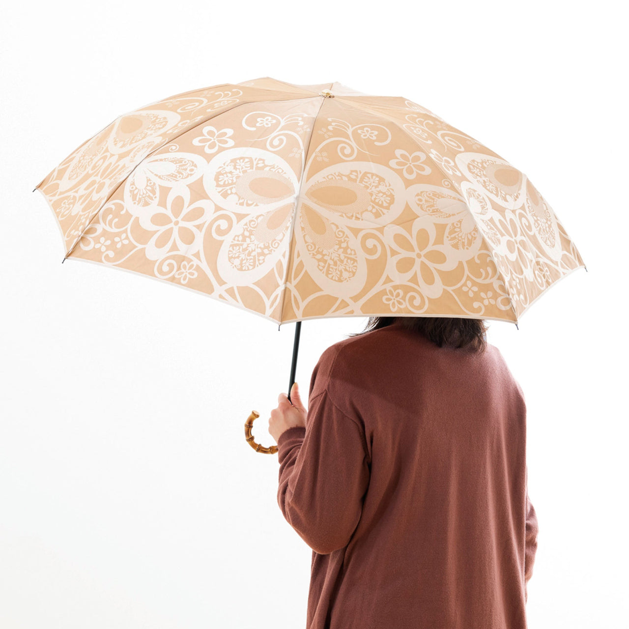 晴雨兼用　レディース　kirie　蝶々　ハニーマスタード　折りたたみ傘