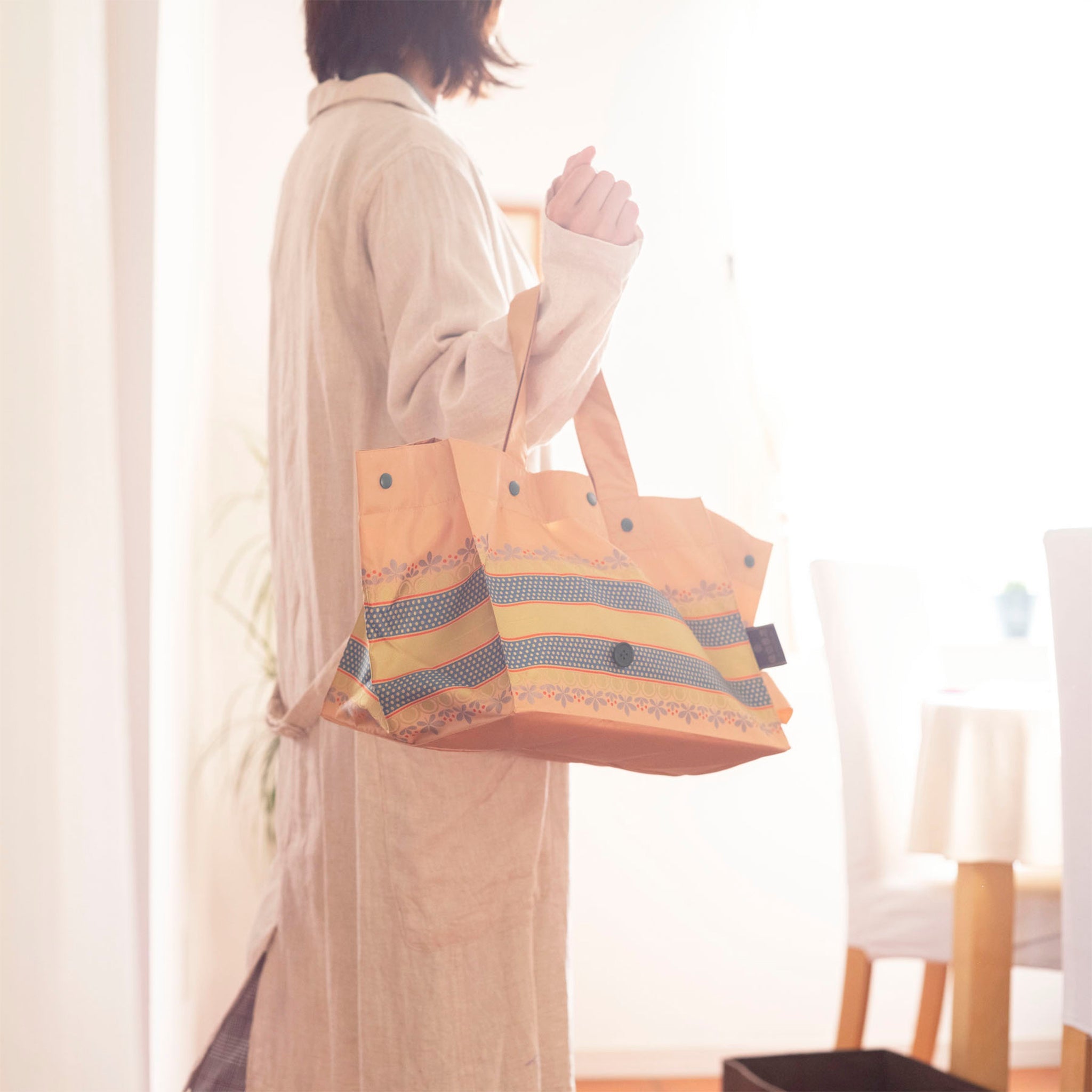 Lunch Tote　リーフボーダー　オレンジ